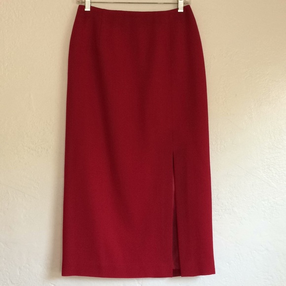 Talbots lined scarlet wool midi with side slit - Picture 1 of 8